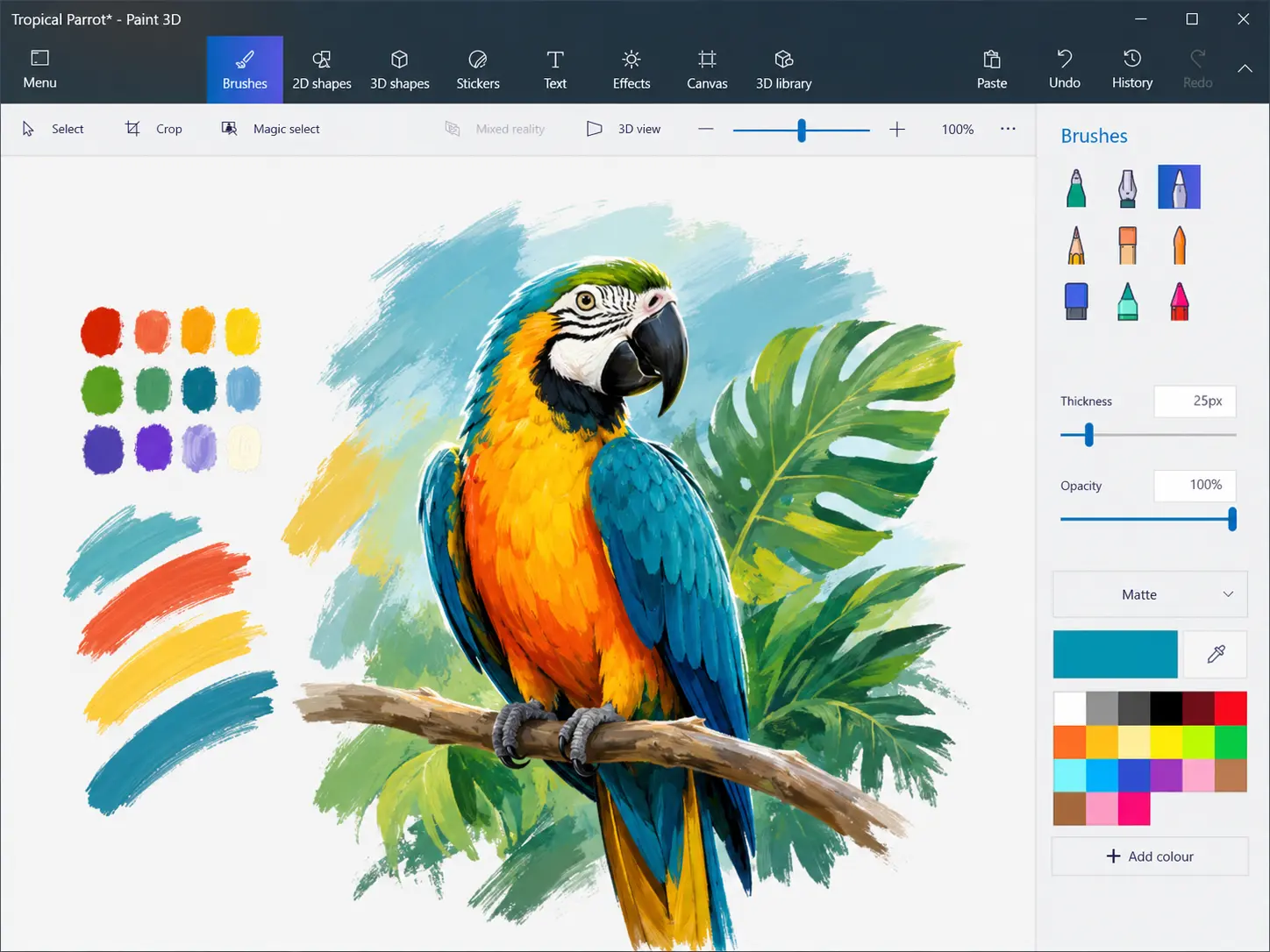 Paint 3D interface and features screenshot