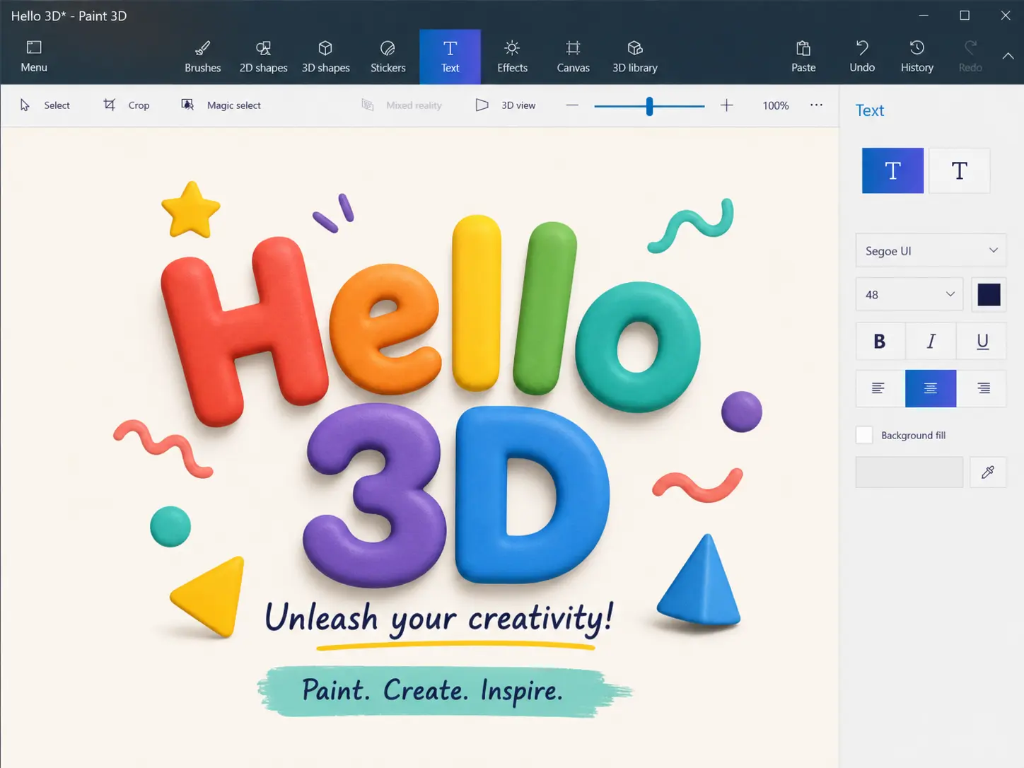Paint 3D editing feature screenshot
